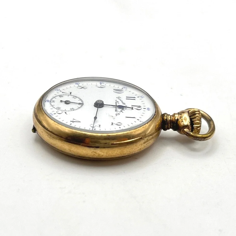 Rare Antique Everett Watch Co Gold Filled Pocket Watch FOR PARTS OR REPAIR